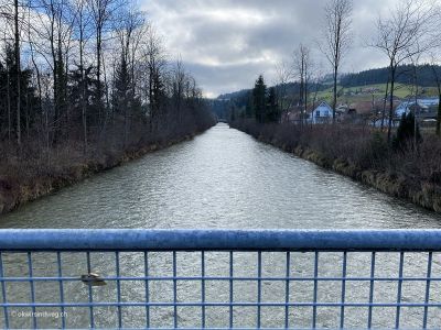 Uferweg-Ausflug-Blick auf Emme